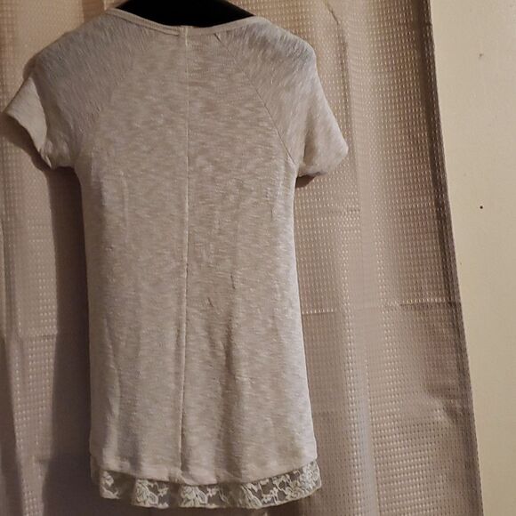 Chenault Oatmeal Lace trim tunic M New - Picture 6 of 6